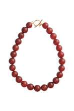 Load image into Gallery viewer, Carnelian Beaded Necklace Gold Large