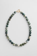 Load image into Gallery viewer, Moss Agate Beaded Necklace Gold