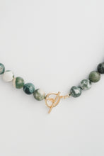 Load image into Gallery viewer, Moss Agate Beaded Necklace Gold
