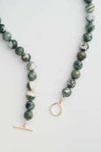 Load image into Gallery viewer, Moss Agate Beaded Necklace Gold