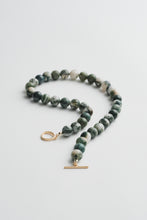 Load image into Gallery viewer, Moss Agate Beaded Necklace Gold