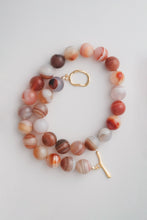 Load image into Gallery viewer, Sardonyx Beaded Necklace Gold Large