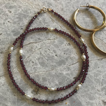 Load image into Gallery viewer, Ngaru Necklace Garnet/Pearl 14k gold filled