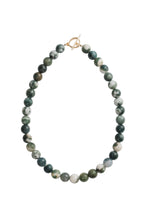 Load image into Gallery viewer, Moss Agate Beaded Necklace Gold
