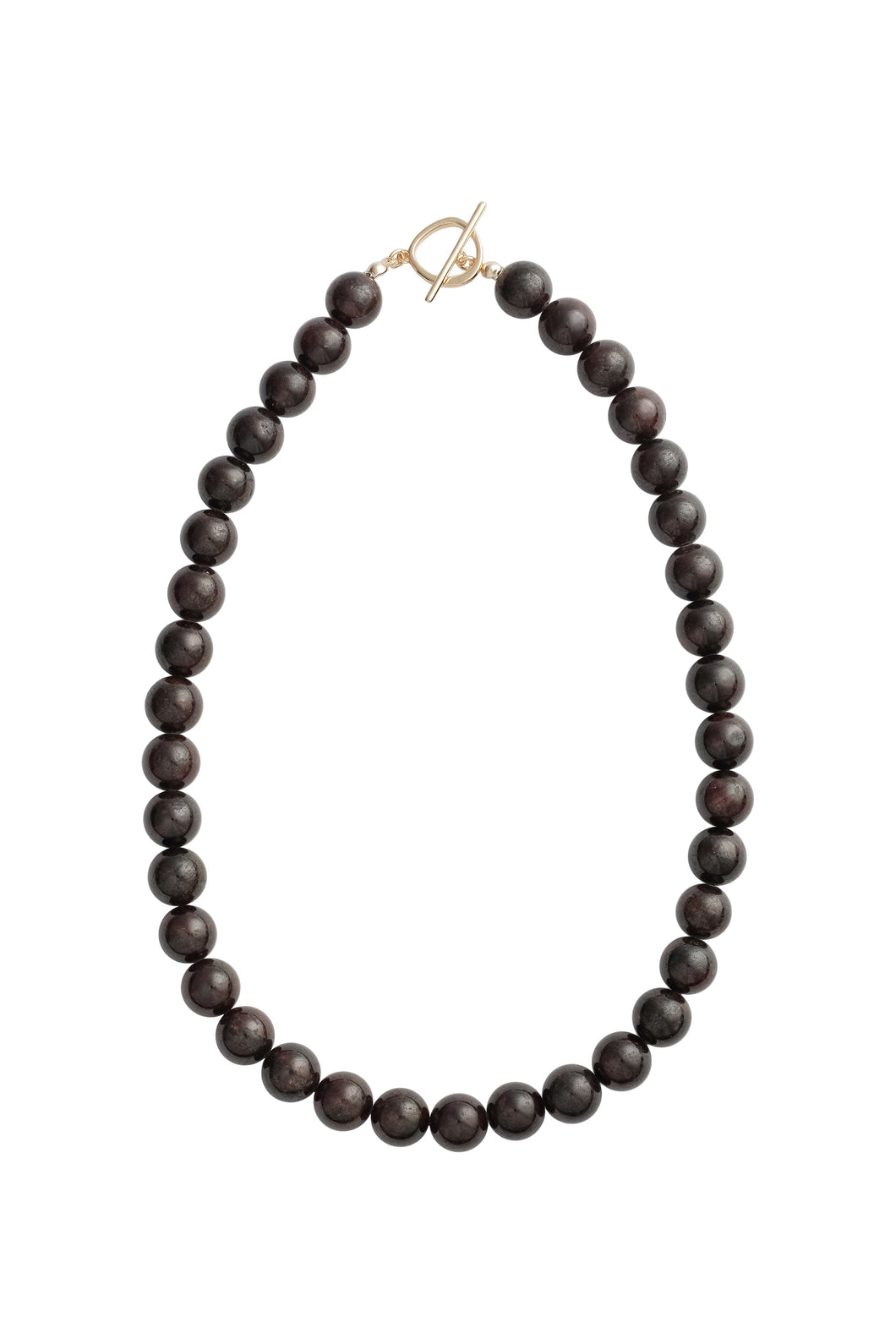 Garnet Beaded Necklace Gold