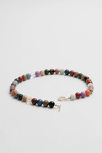Load image into Gallery viewer, Multicoloured beaded necklace on a light grey background

