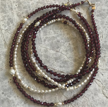 Load image into Gallery viewer, Ngaru Necklace Garnet/Pearl 14k gold filled
